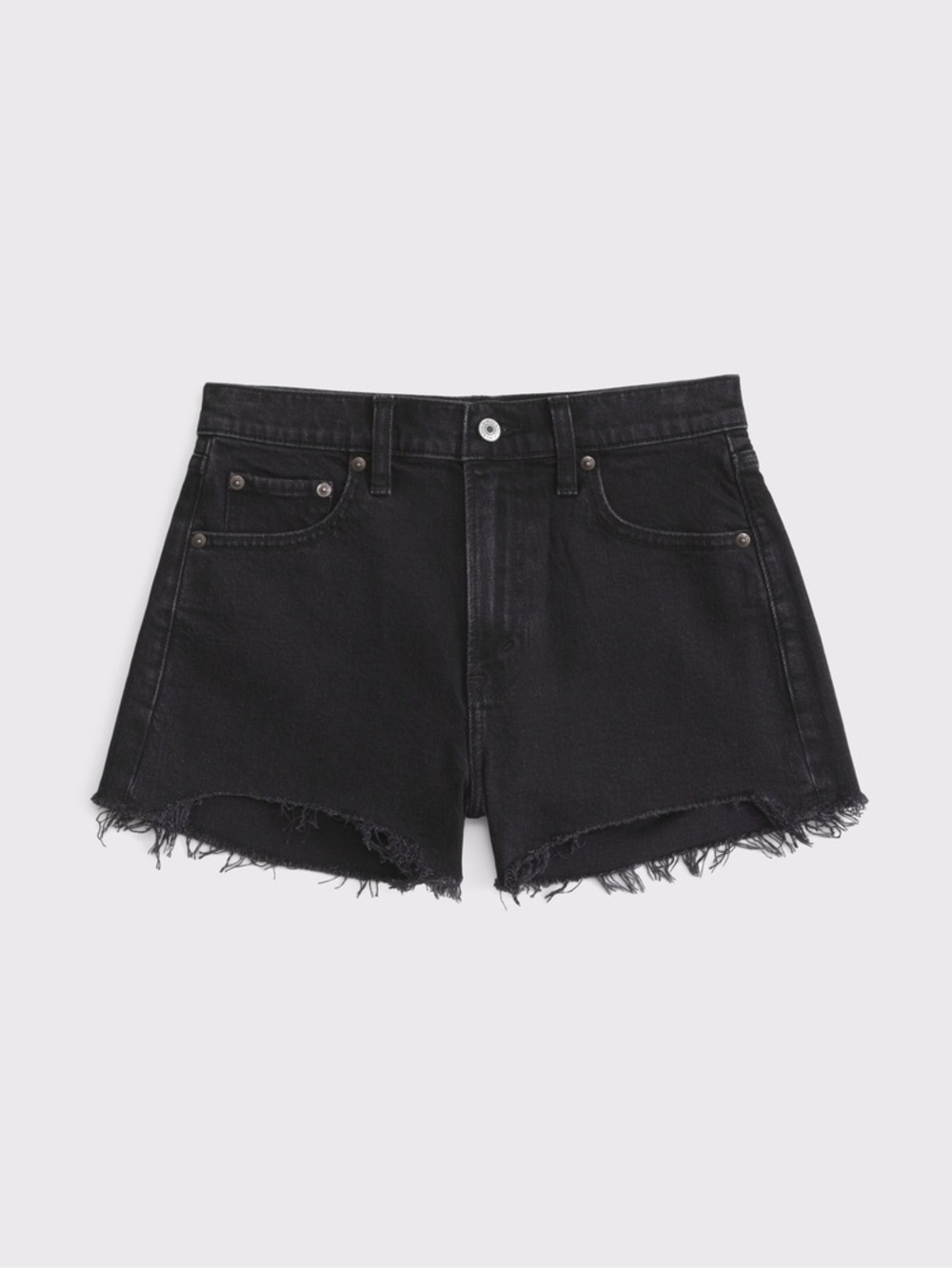 Abercrombie & Fitch The Mom Short High Rise Black Distressed Shorts